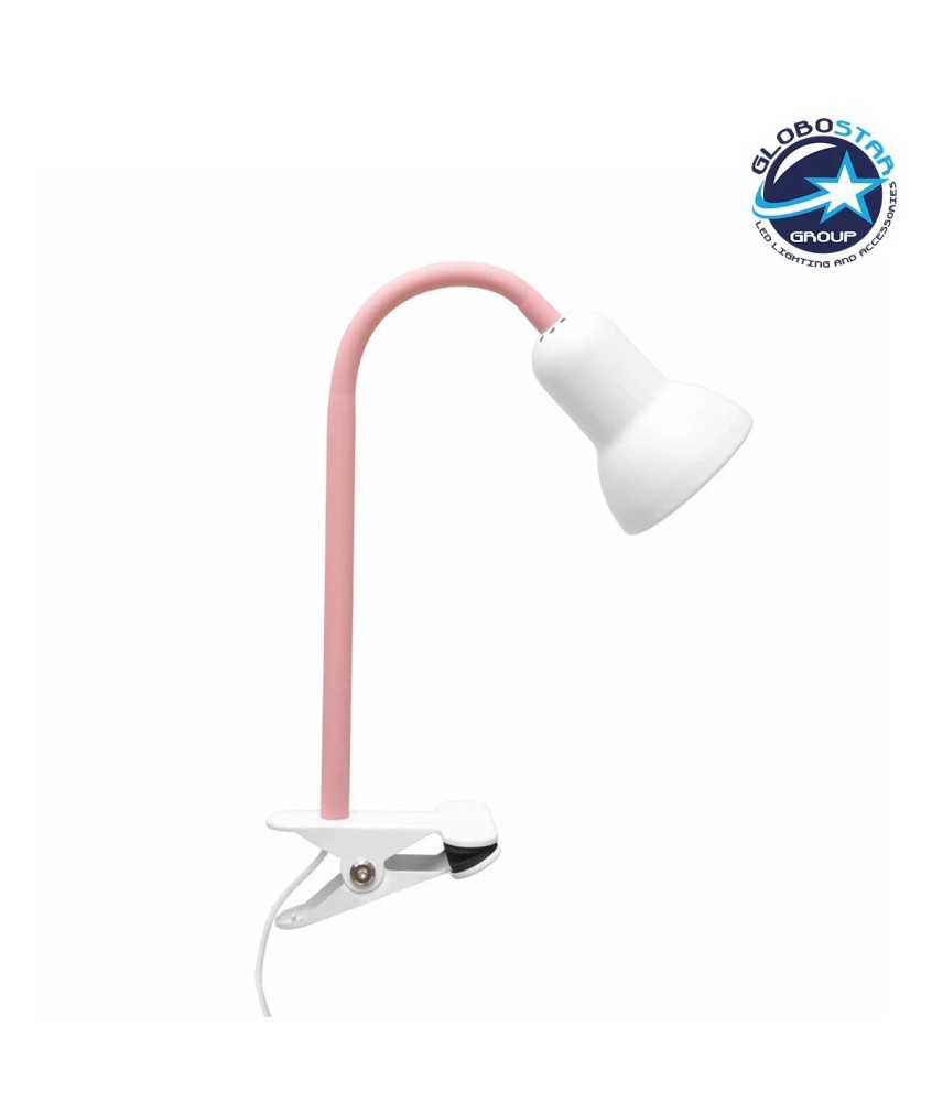 GLOBOSTAR® TAVOLO 204-0154 Παιδικό Επιτραπέζιο Φωτιστικό Πορτατίφ με Ντουί 1 x E14 AC 220-240V IP20 - Ροζ & Λευκό - Μ11 x Π9 x Υ35cm